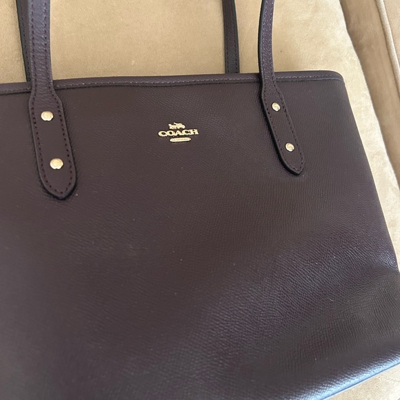 Coach Dark Brown Leather Tote with Gold Hardware - Picture 2 of 7